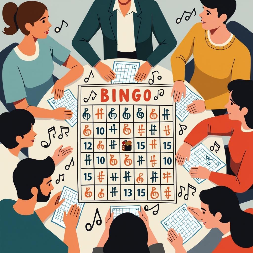 Mọi người tham gia trò chơi Bingo âm nhạc