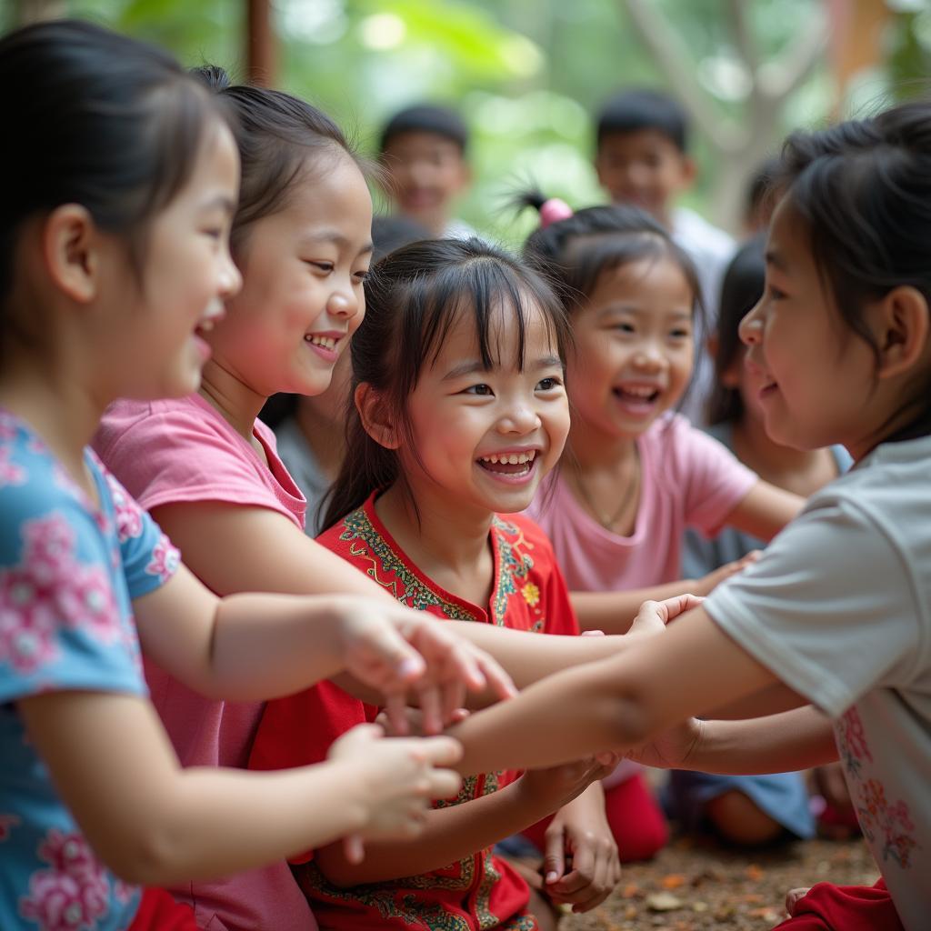 Trẻ em chơi trò chơi dân gian