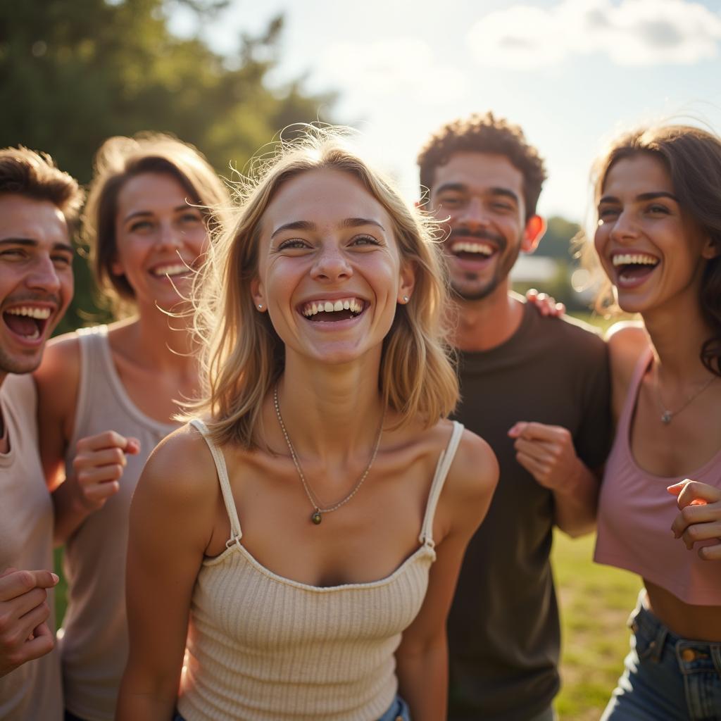 Outdoor fun games with a group of friends