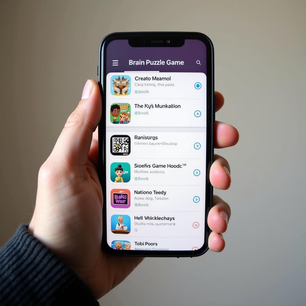 Mobile app for brain puzzle games
