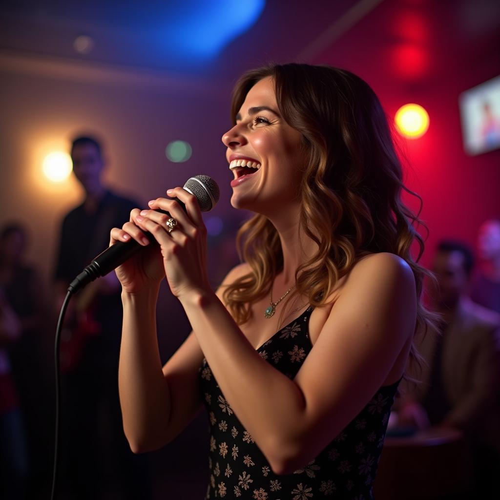 Woman Singing Karaoke