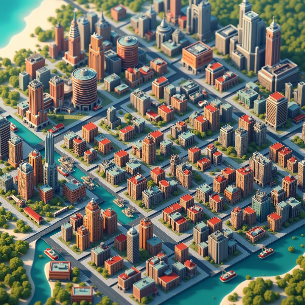 Building a bustling city in a city-building game