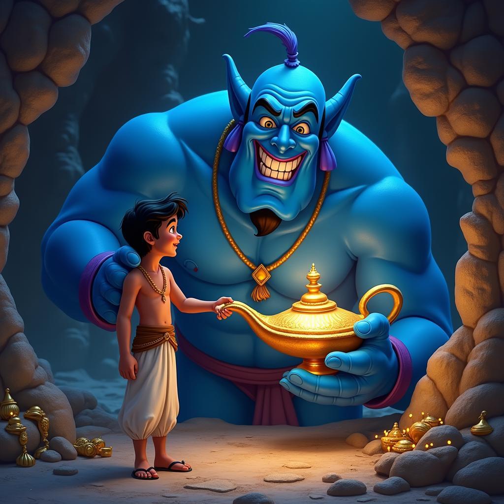 Aladdin gặp thần Genie trong Hang Động Kỳ Diệu