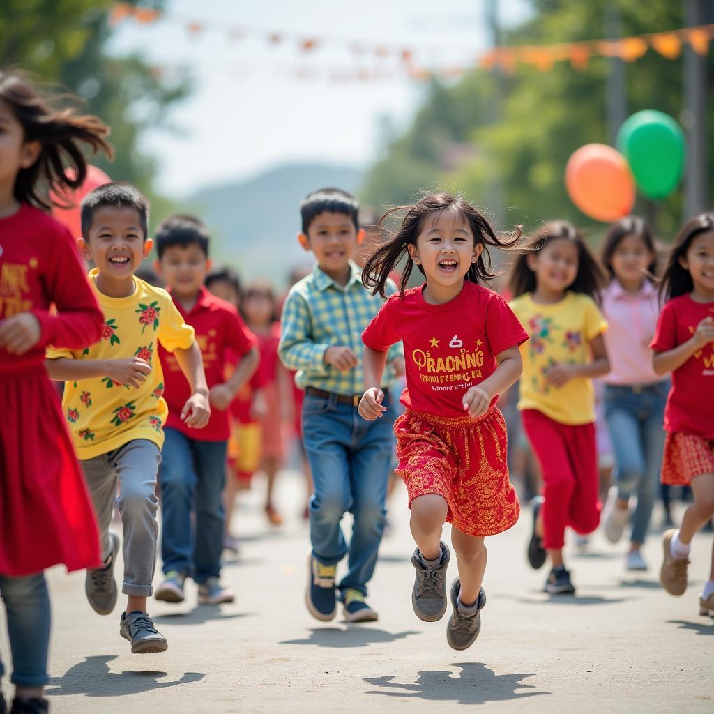 Học sinh vui chơi trong ngày khai trường