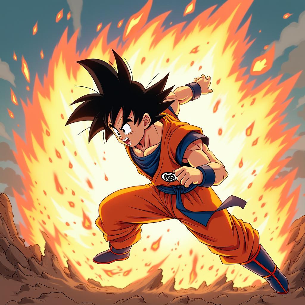 Goku tung chiêu Kamehameha trong game Bảy Viên Ngọc Rồng Siêu Cấp