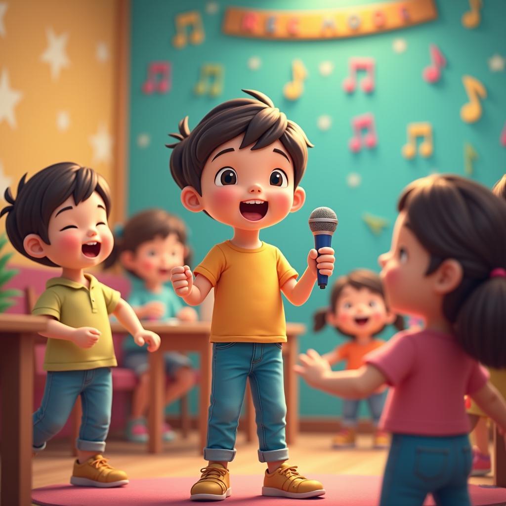 Bé Vui hát karaoke tại trường của Bé Hiểu Kiến