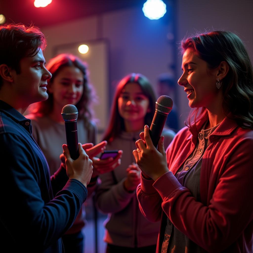 Gia đình chuẩn bị cho buổi karaoke "Nhà mình rất vui"