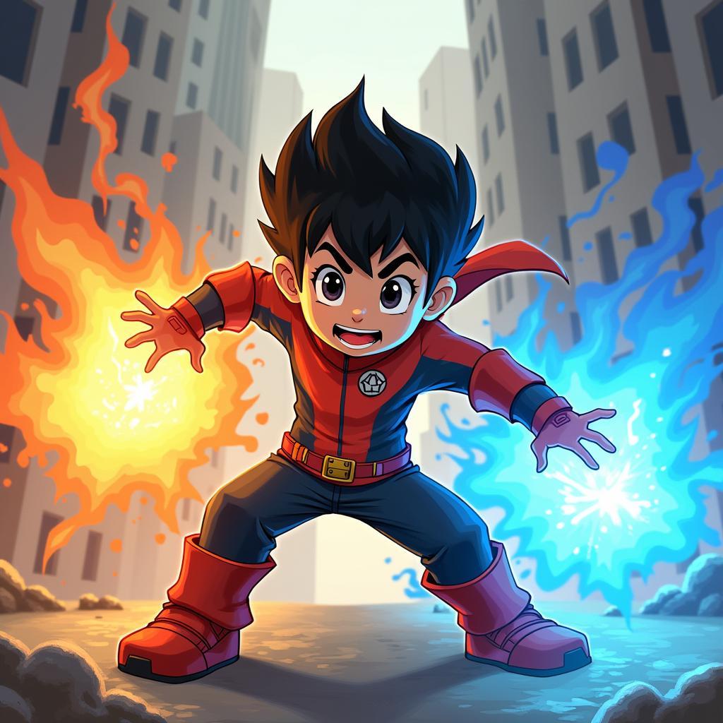 Boboiboy chiến đấu với kẻ thù