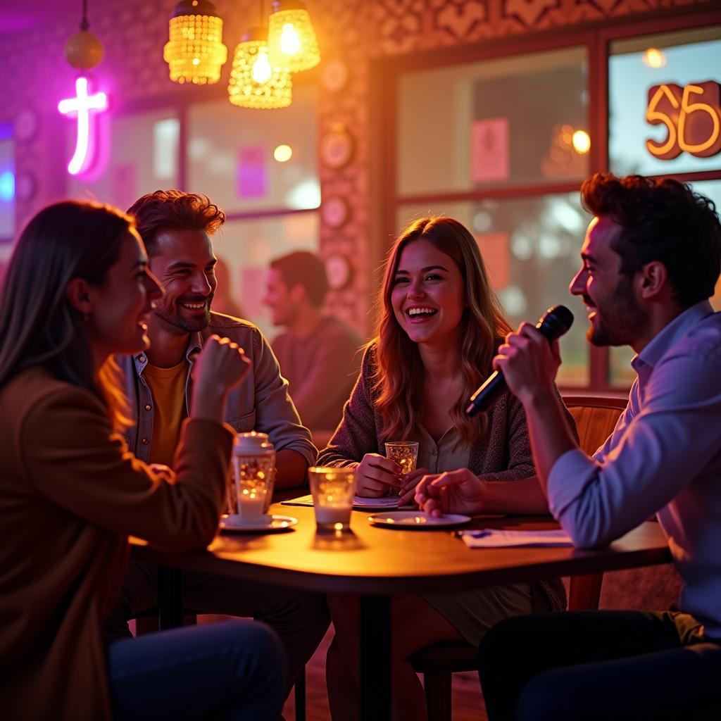 Một buổi karaoke đáng nhớ với bạn bè và người thân trong không gian ấm cúng và sôi động.