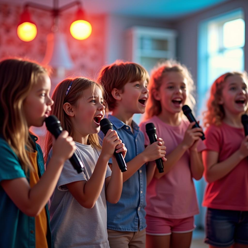 Các bé hát karaoke nhạc thiếu nhi vui nhộn