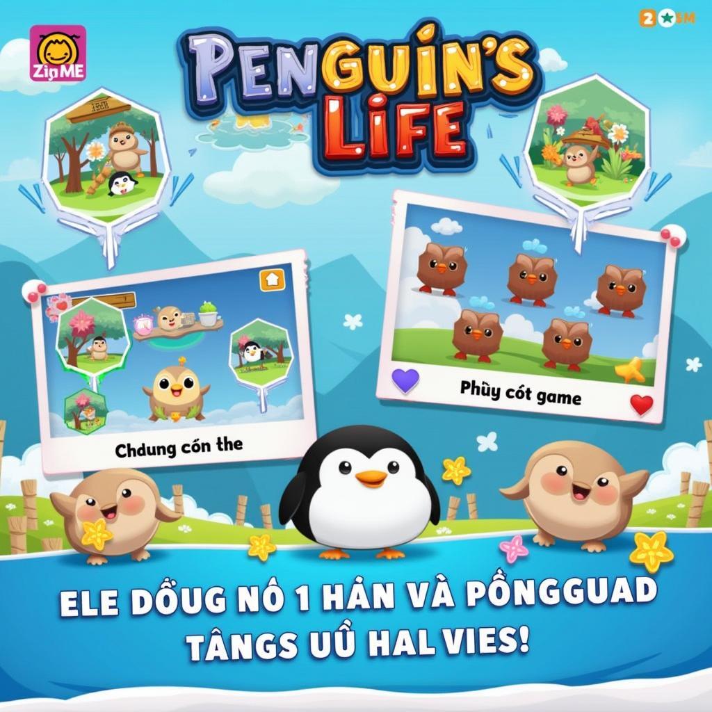 Giao diện chơi game Cánh Cụt Vui Vẻ trên Zing Me