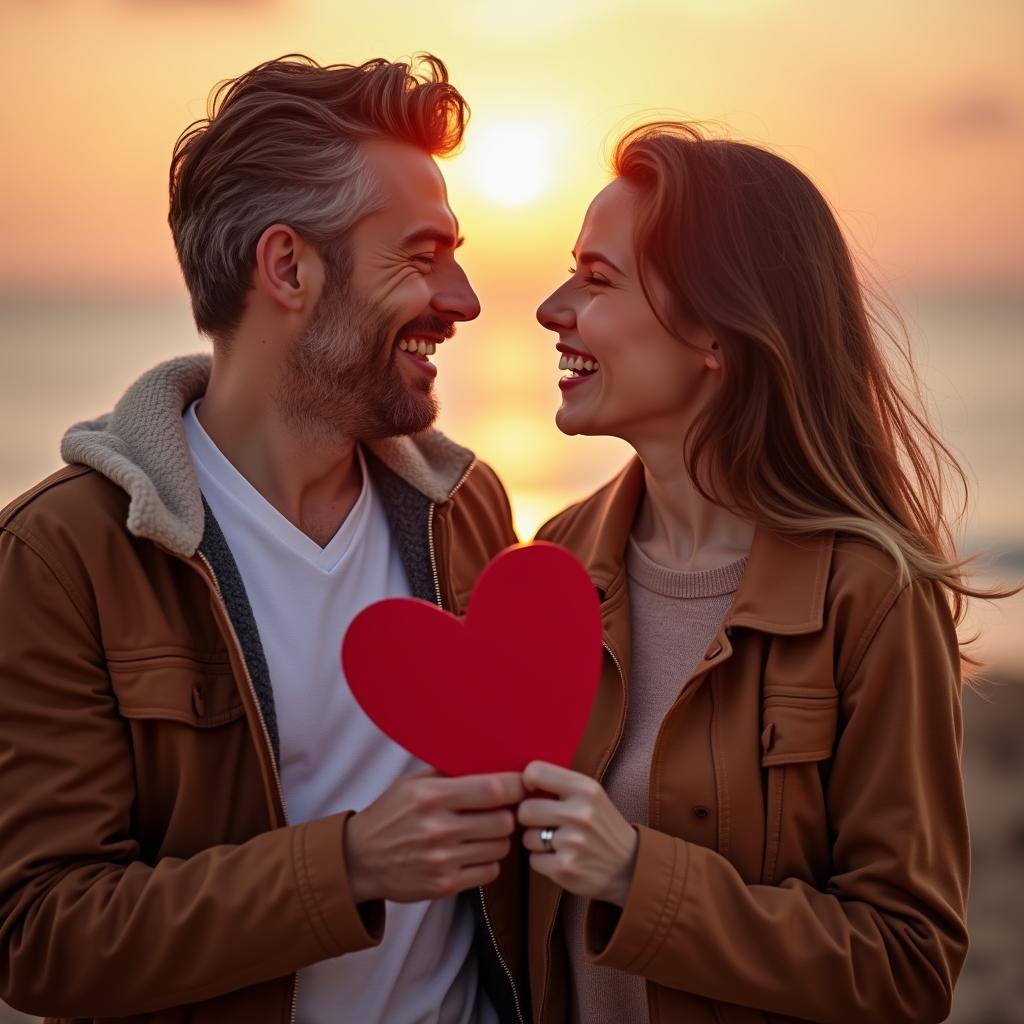 Cặp đôi vui vẻ bên nhau Valentine