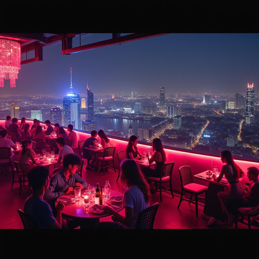 Chill Skybar Sài Gòn lung linh về đêm