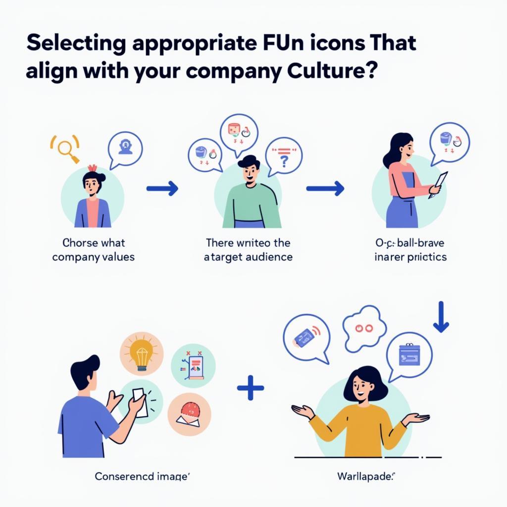 Hình ảnh minh họa việc chọn lựa biểu tượng vui phù hợp với văn hóa công ty