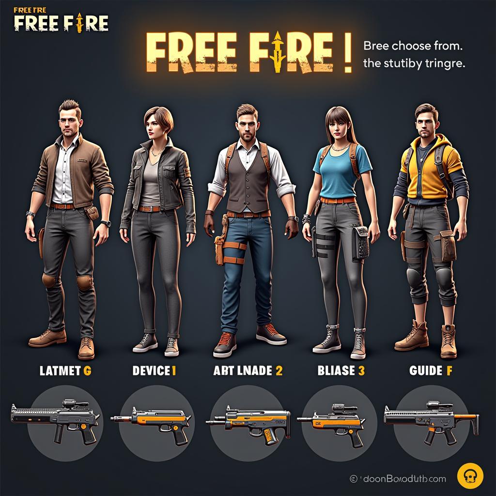 Chọn nhân vật và vũ khí Free Fire