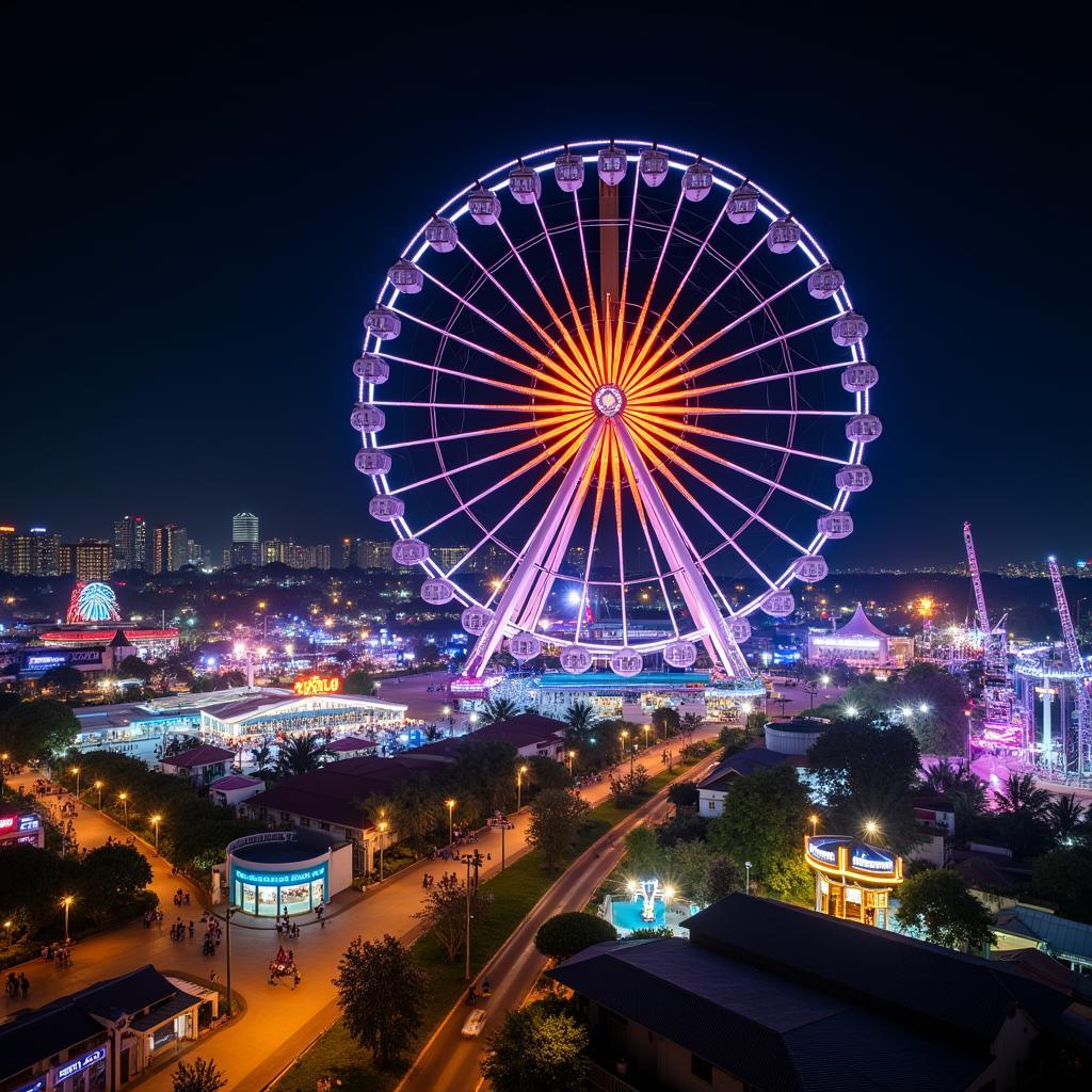 Công viên Asia Park Đà Nẵng lung linh về đêm với vòng quay Sun Wheel khổng lồ