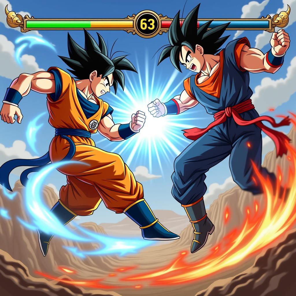 Cảnh chiến đấu trong Dragon Ball 3.2 vui game