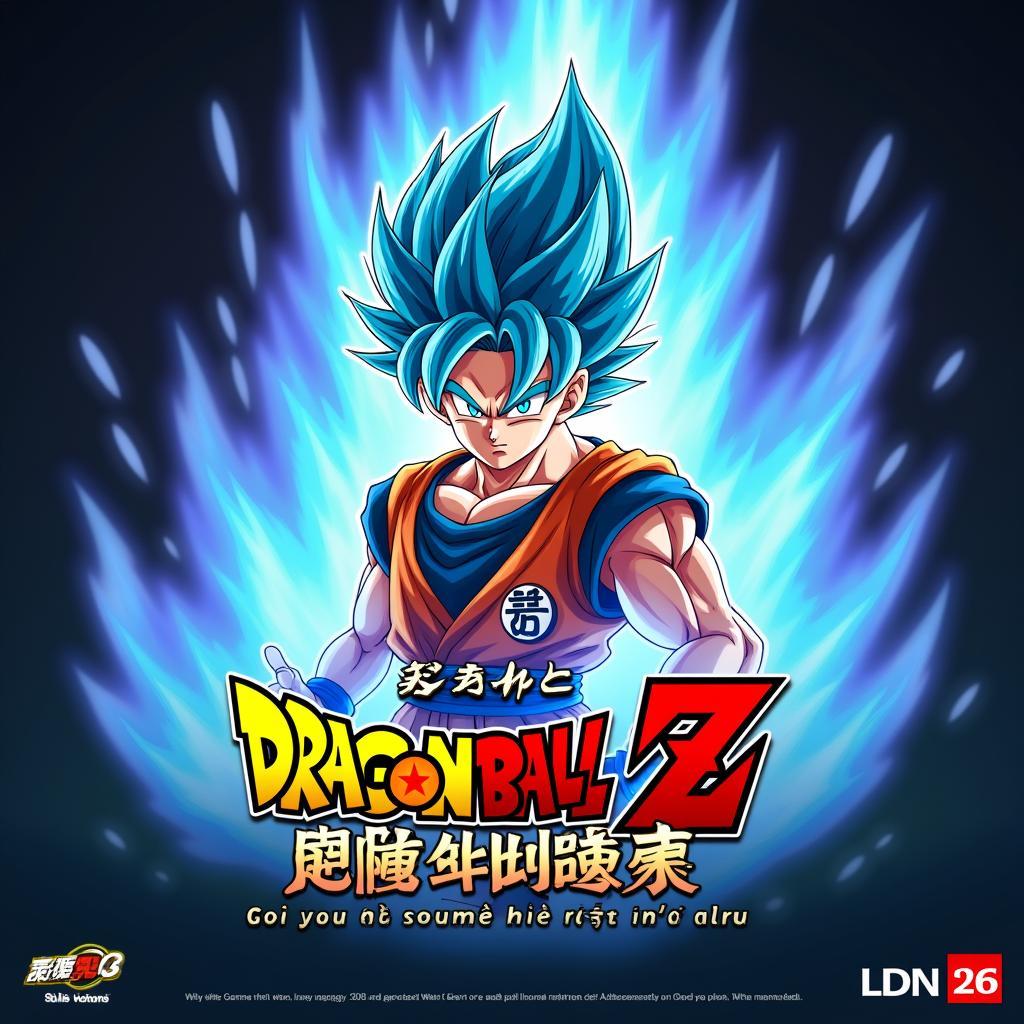 Màn hình chào của game vui bay viên ngọc rồng 2.8 với hình ảnh Goku Super Saiyan Blue nổi bật.