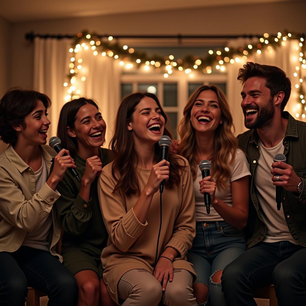 Gia đình sum vầy karaoke bên nhau ngày vui