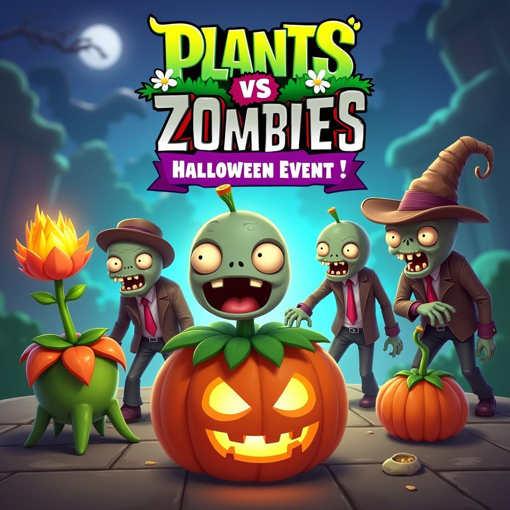 Plants vs Zombies trong game halloween vui