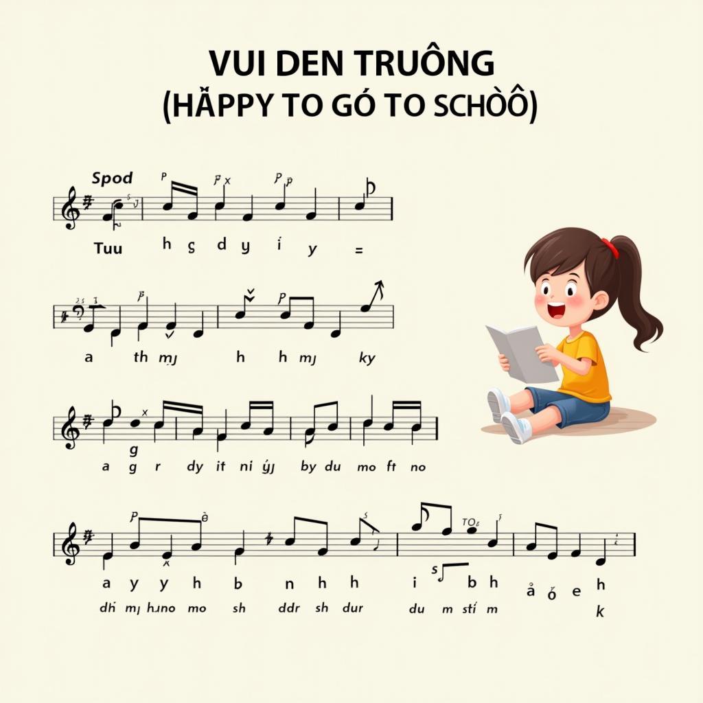 Khuông nhạc bài hát Vui Đến Trường cơ bản