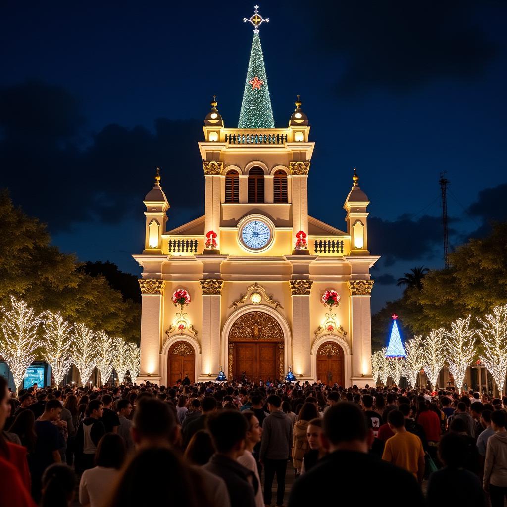 Nhà thờ Con Gà Đà Nẵng lung linh trong đêm Noel