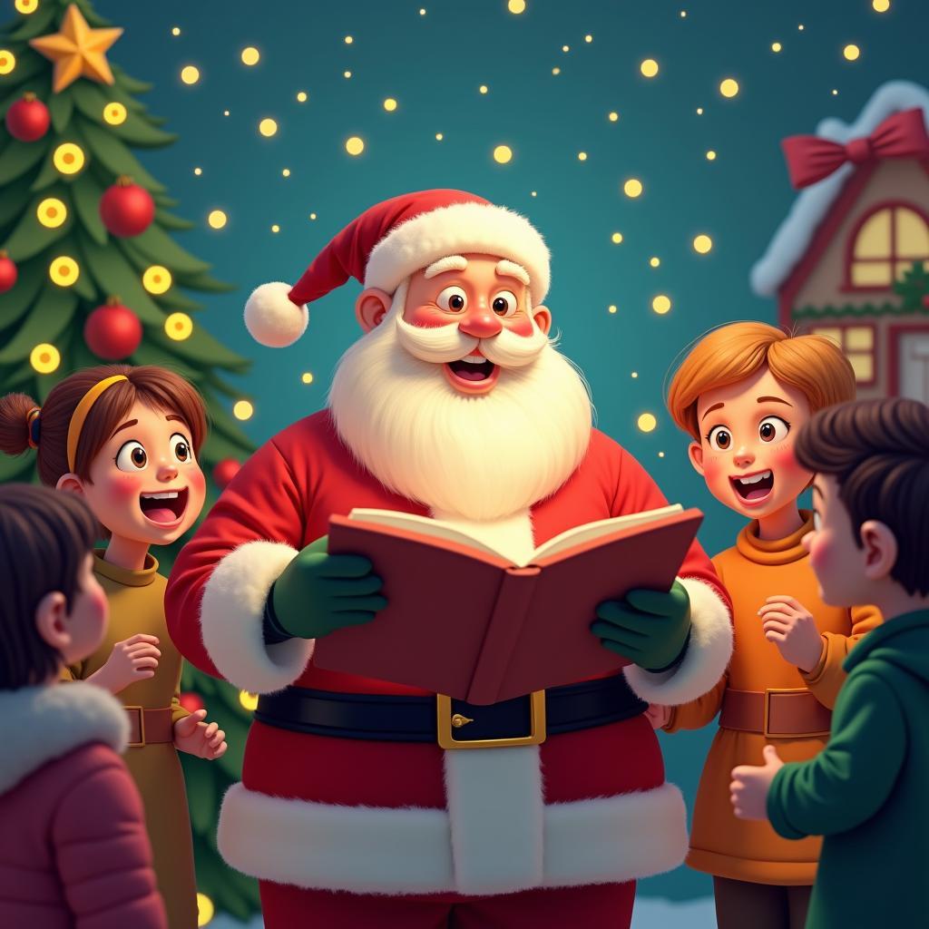 Hình ảnh ông già Noel vui tính hát mừng Giáng Sinh