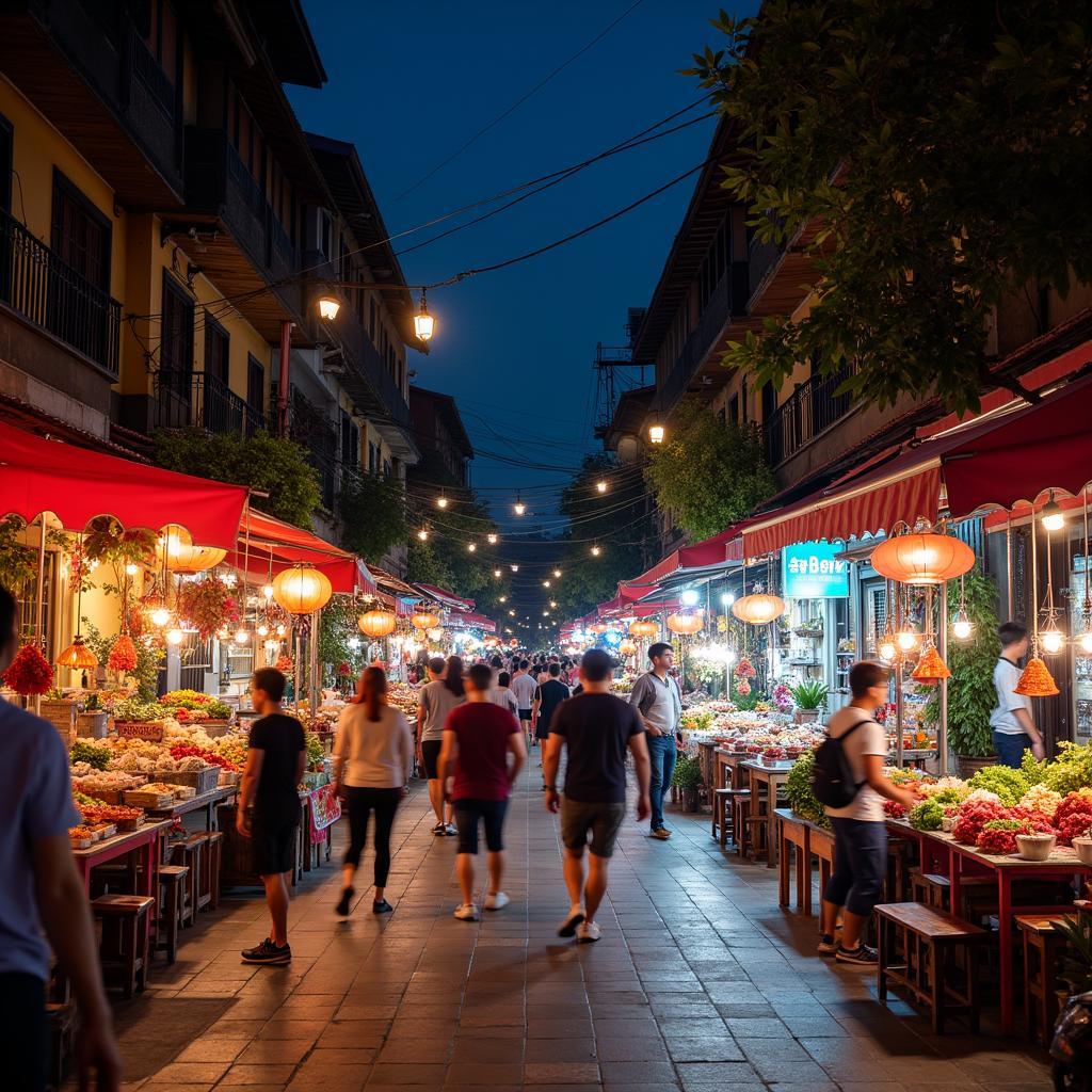 Phố Cổ Hà Nội về đêm lung linh ánh đèn