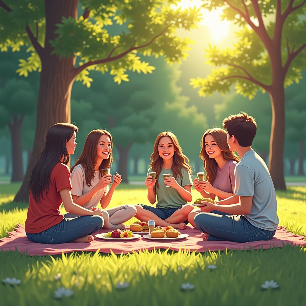 Picnic cùng bạn bè trong công viên