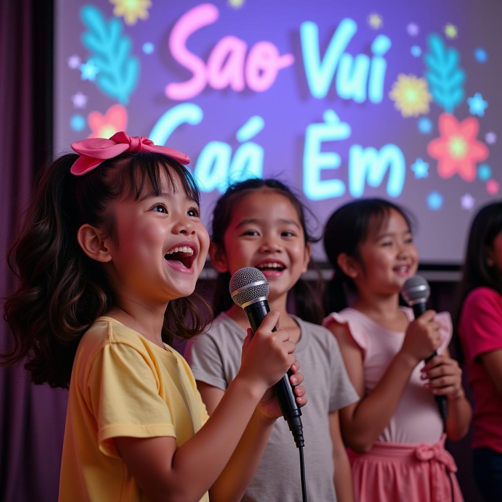 Trẻ em hát karaoke bài Sao Vui Của Em