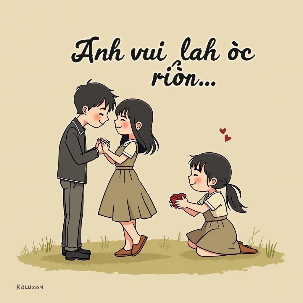 Hình ảnh cặp đôi với dòng chữ "Anh vui là được rồi"