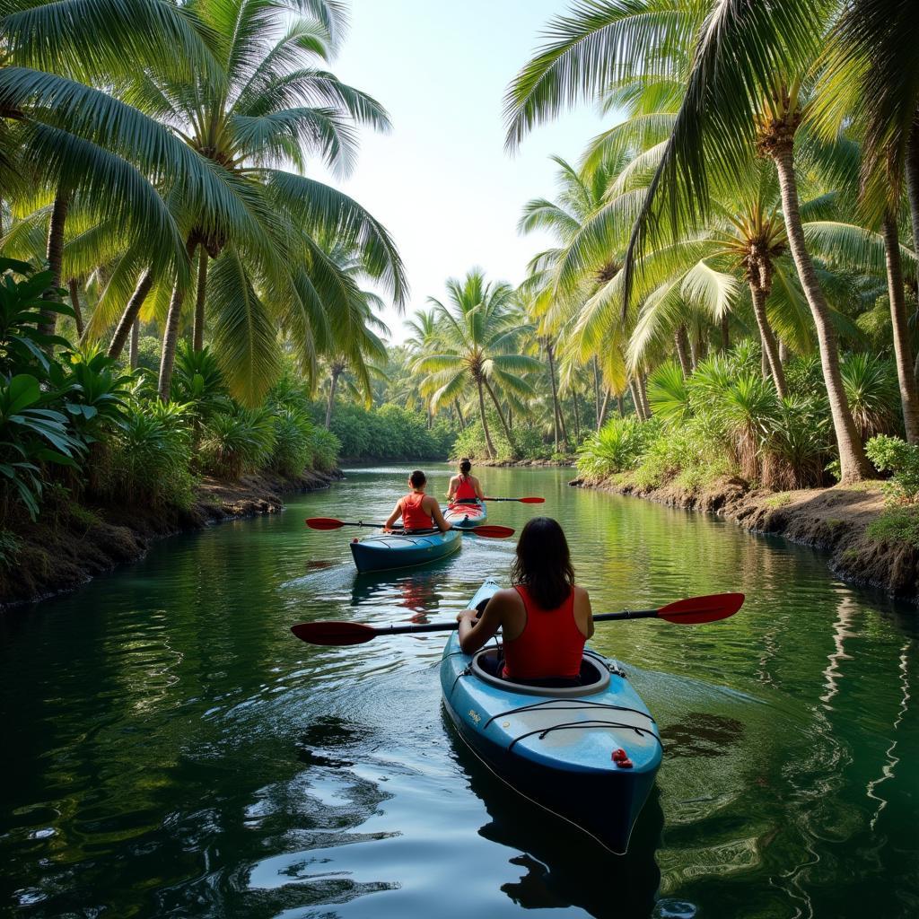 Chèo thuyền kayak tại Rừng Cọ Ecopark