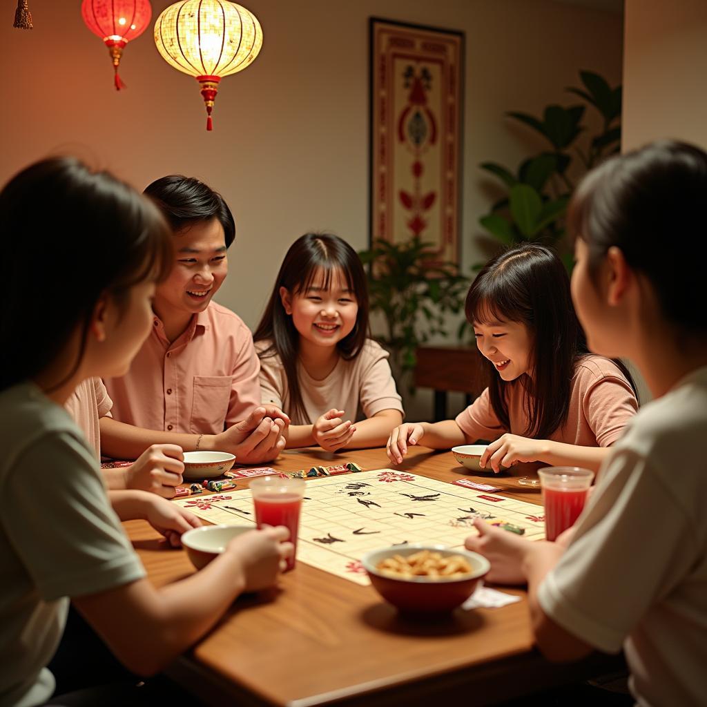 Gia đình sum vầy chơi game đố vui ngày Tết