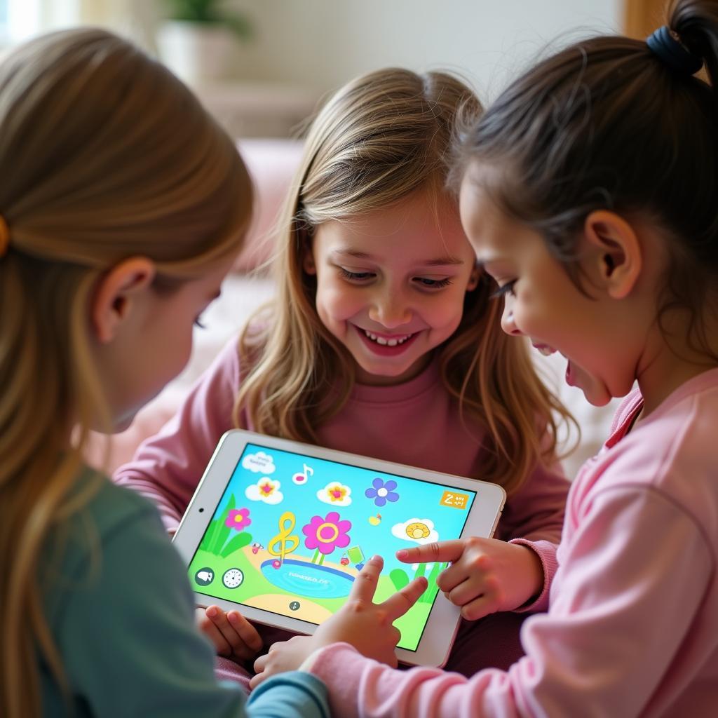 Trẻ em chơi game nốt nhạc vui