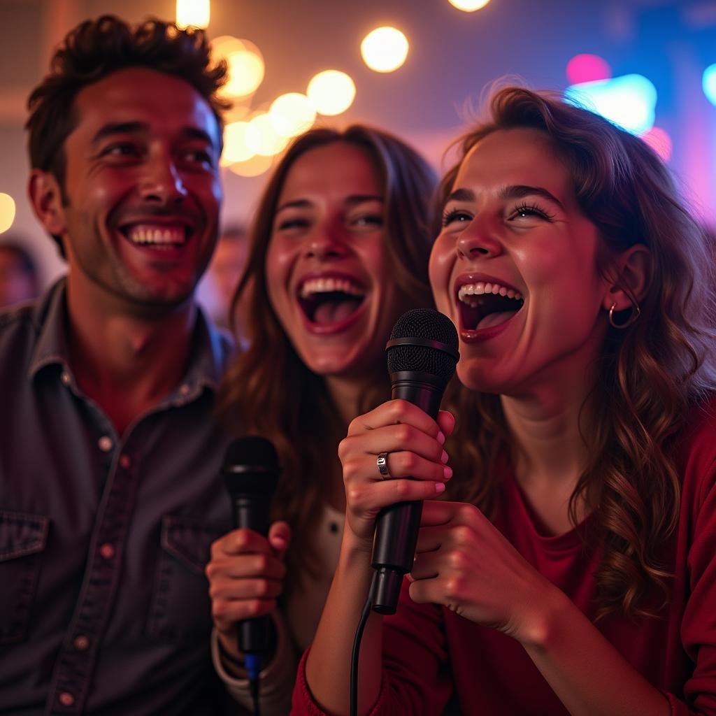 Gia đình sum vầy hát karaoke trong không khí vui vẻ