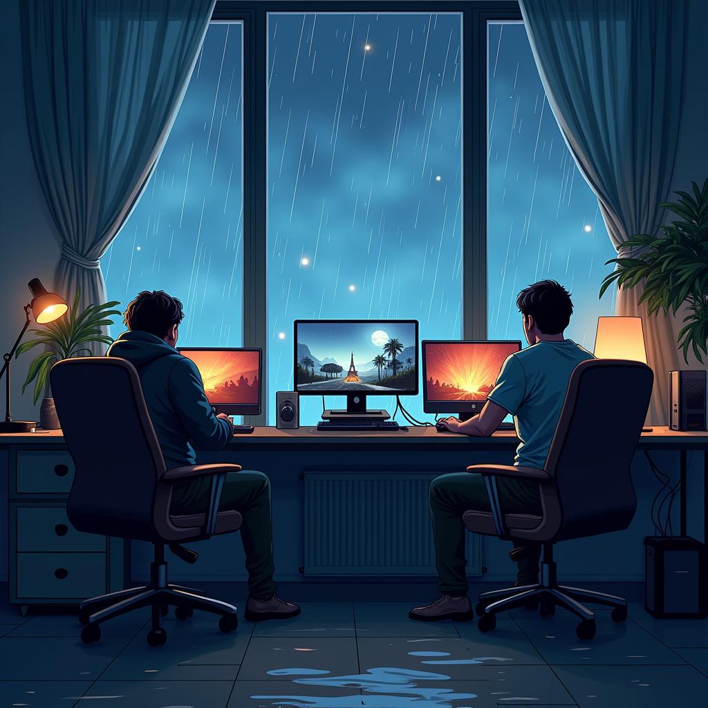 Giải trí với game trong ngày mưa