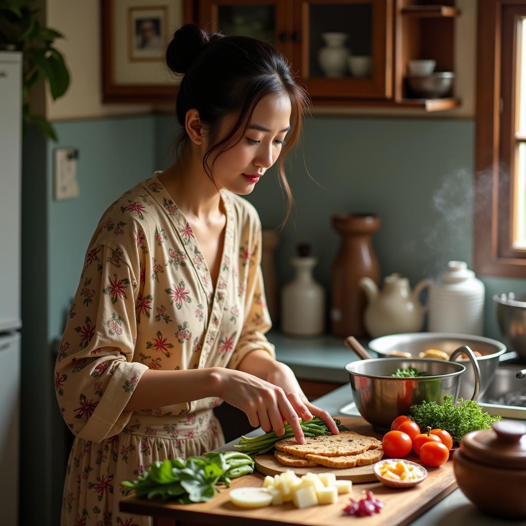 Hồ Ngọc Hà nấu ăn cho gia đình