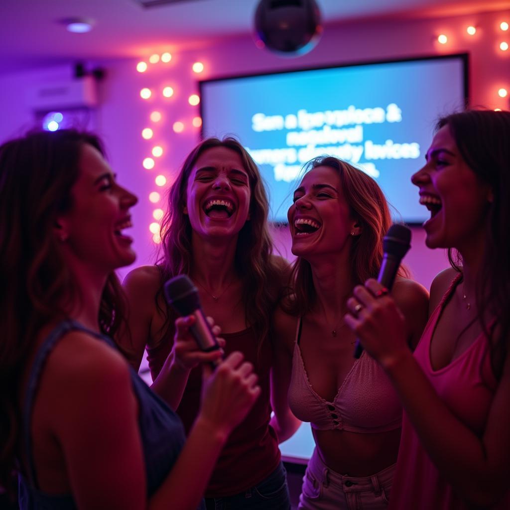 Hát karaoke cùng bạn bè trong mùa hè thật vui và sảng khoái