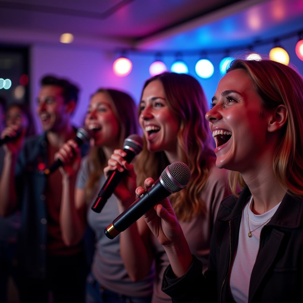 Nhóm bạn trẻ hát karaoke