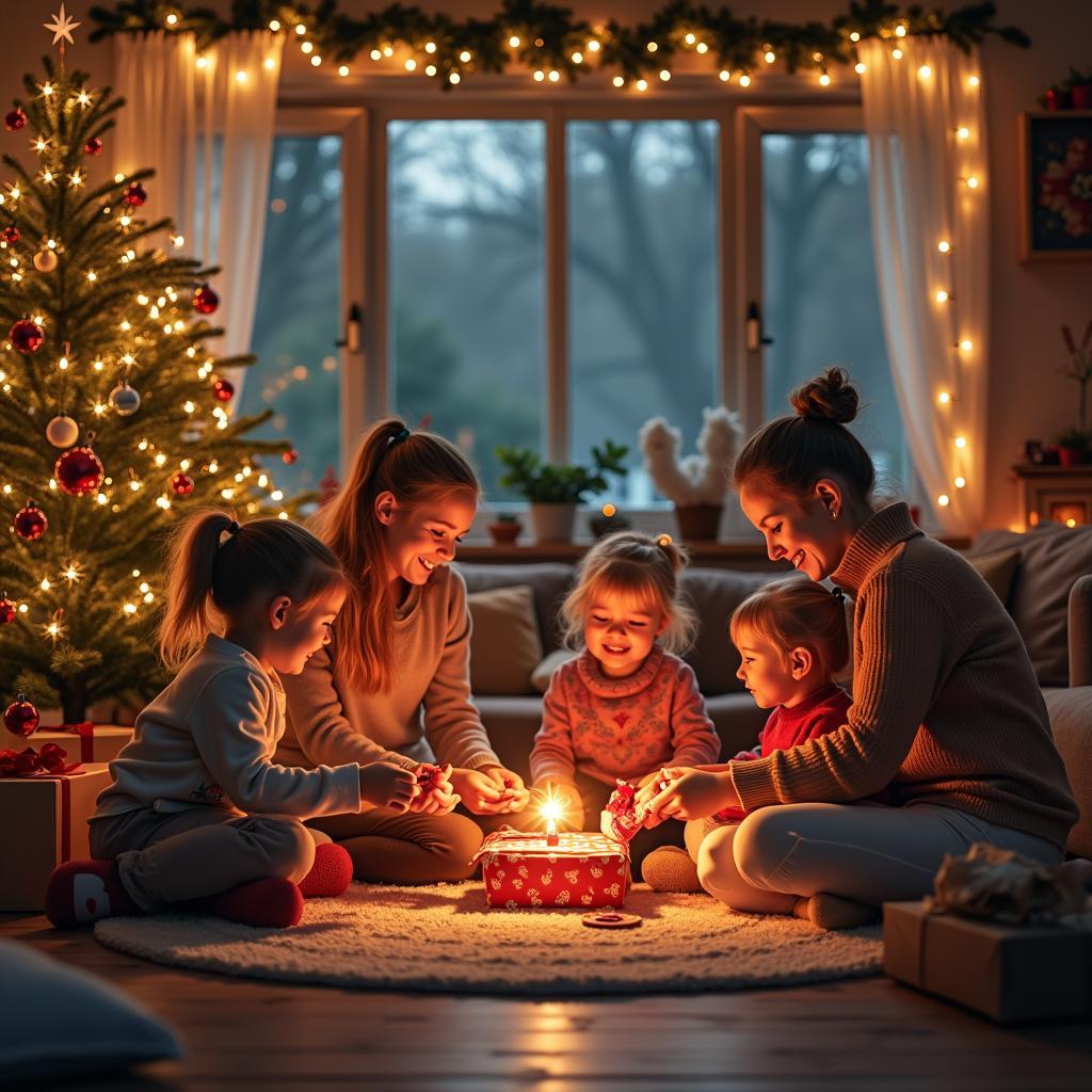 Không khí Giáng Sinh ấm áp, tràn ngập ánh đèn và nụ cười.