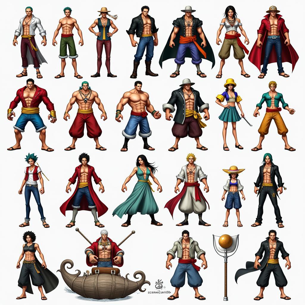 Hình ảnh nhân vật trong One Piece 0.8 vui game