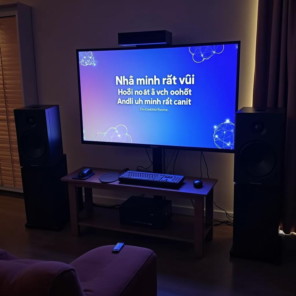 Thiết bị karaoke hiện đại cho bài hát "Nhà mình rất vui"