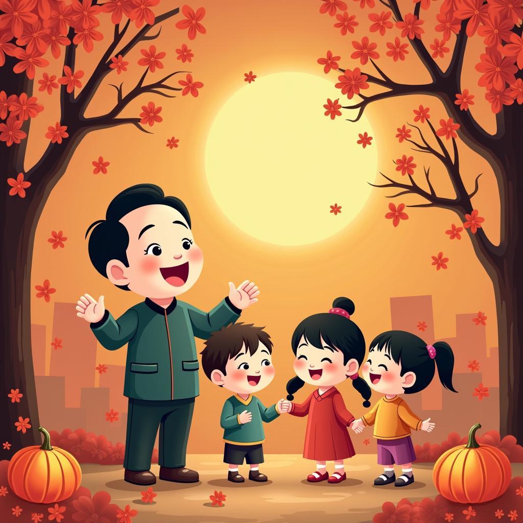 Hình ảnh Trung Thu với hình ảnh Bác Hồ và trẻ em