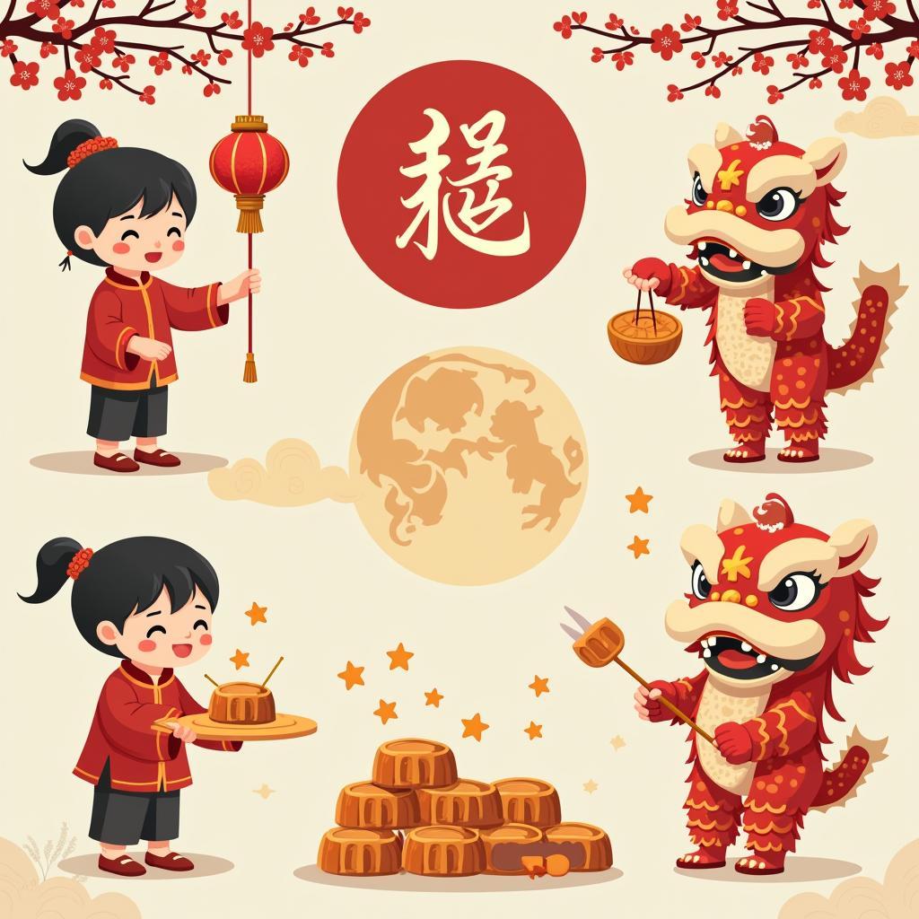 Hình ảnh các hoạt động Trung Thu ý nghĩa như làm đèn ông sao, múa lân, phá cỗ...