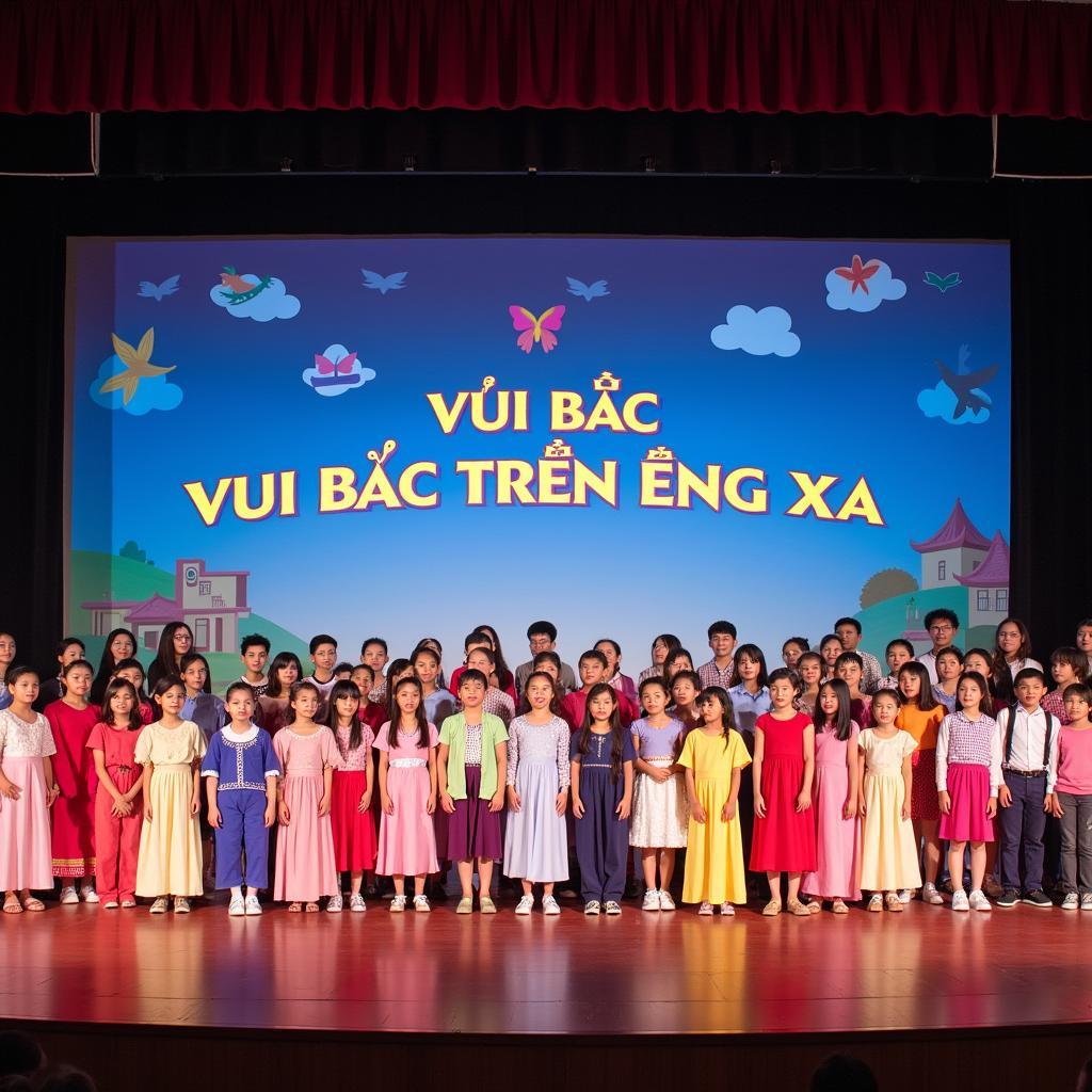 Biểu diễn bài hát Vui bước trên đường xa trên sân khấu