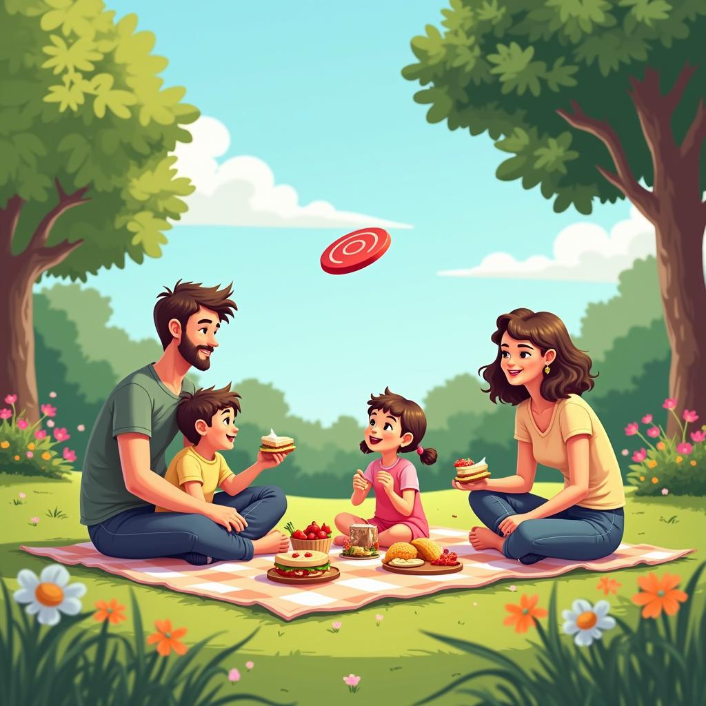 Chủ Nhật vui vẻ đi picnic cùng gia đình