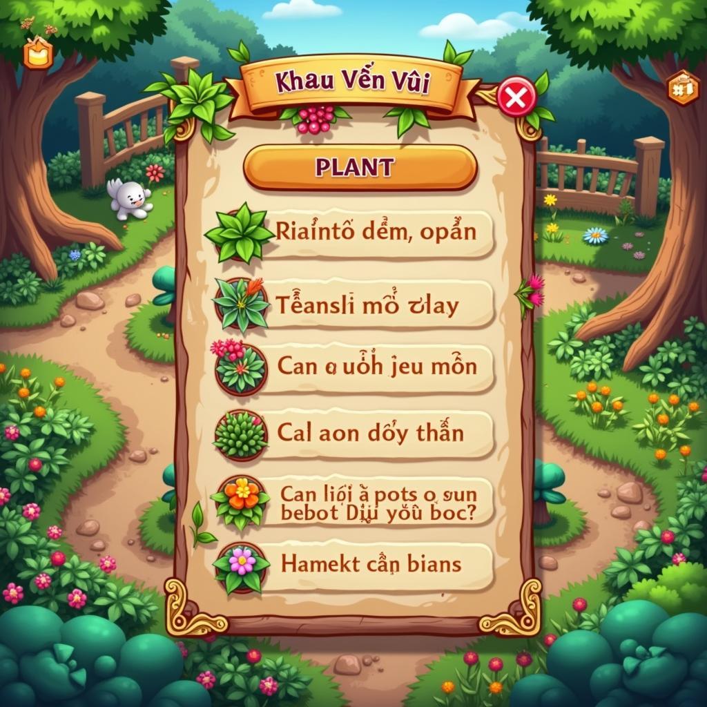 Giao diện chính game khu vườn vui vẻ 2