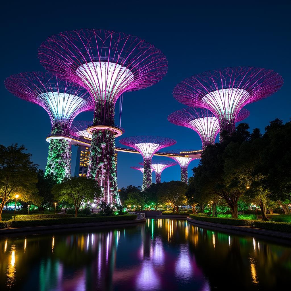 Gardens by the Bay Singapore lung linh về đêm