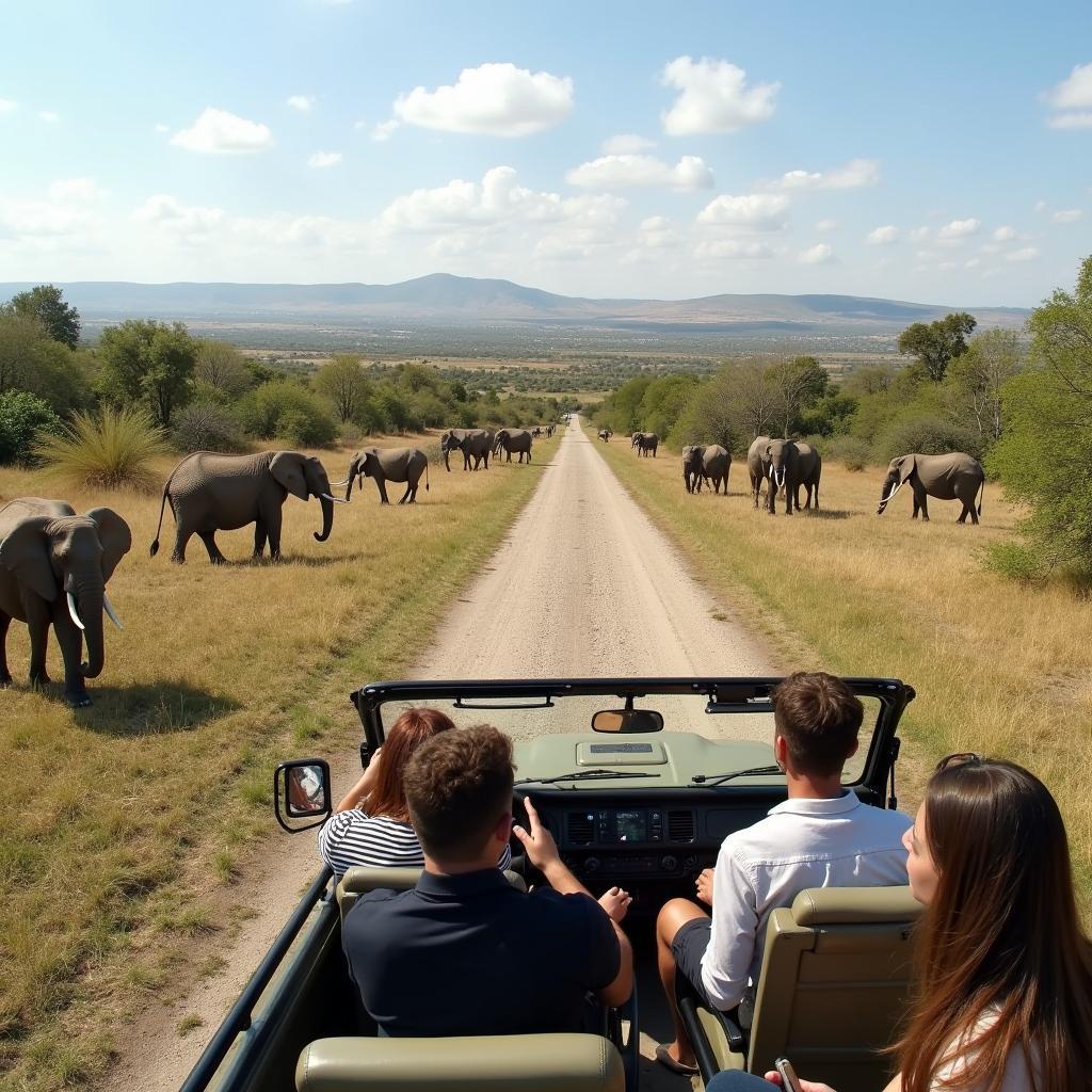 Khách du lịch tham quan khu bảo tồn safari