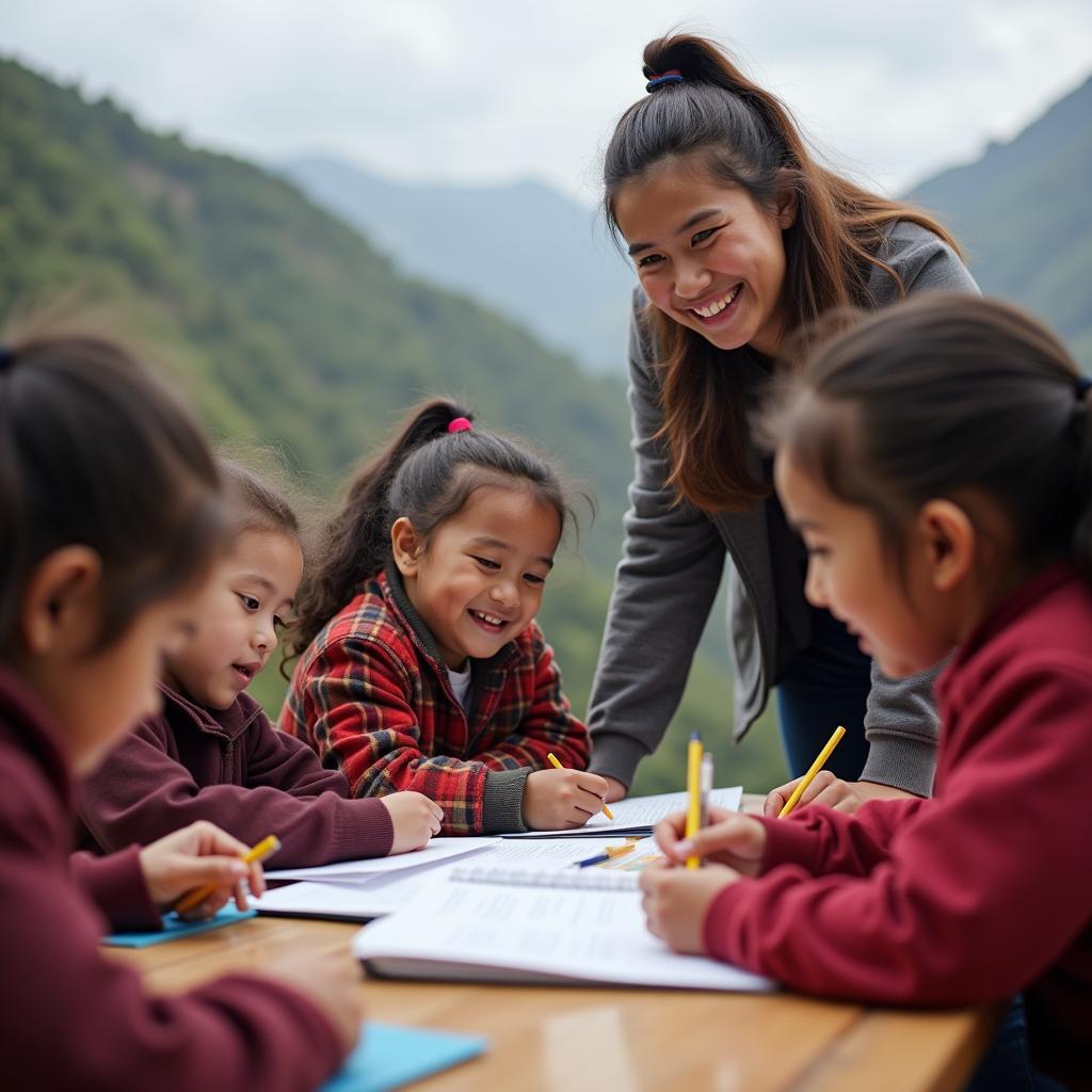 Tình nguyện dạy học trẻ em vùng cao